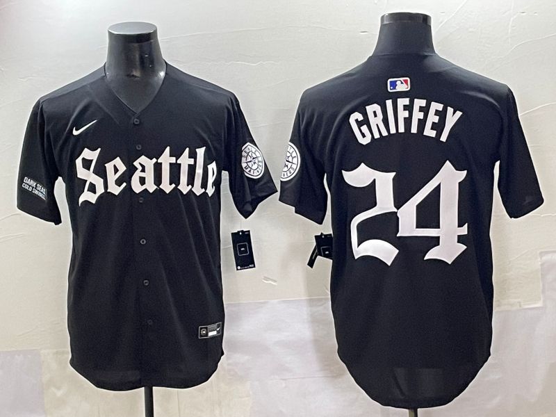 Men 2025 Seattle Mariners 24 Griffey Black Five generations Joint Name Nike MLB Jersey style 16